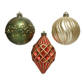 Decoris Shatterproof Baubles Set of 9 Pieces - Antique Finish (3 Assorted Colours)